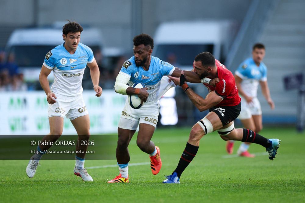 Sireli Maqala, lors du match de Top 14 entre l'Aviron bayonnais et Toulon, le 5 septembre 2026 au stade Jean Dauger de Bayonne, France (Photo Pablo ORDAS)