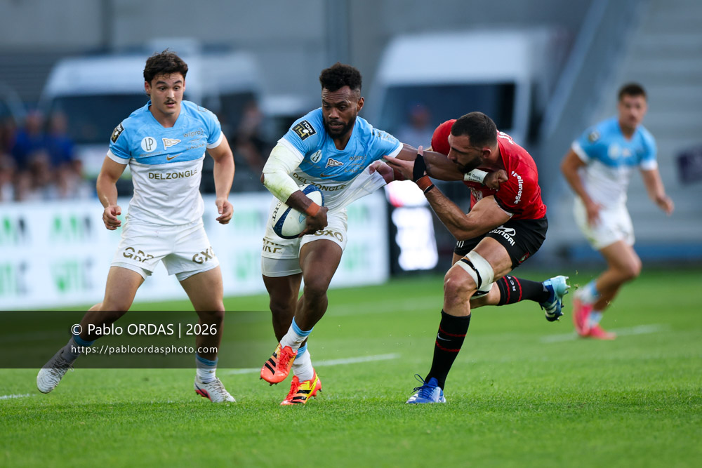 Sireli Maqala, lors du match de Top 14 entre l'Aviron bayonnais et Toulon, le 5 septembre 2026 au stade Jean Dauger de Bayonne, France (Photo Pablo ORDAS)