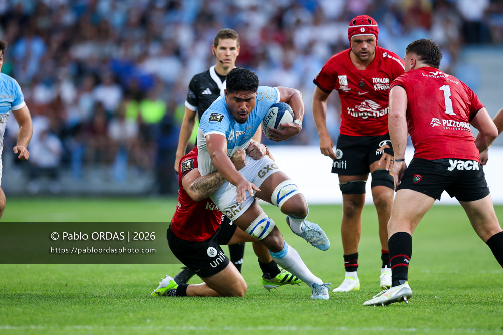 Matthieu Uhila, lors du match de Top 14 entre l'Aviron bayonnais et Toulon, le 5 septembre 2026 au stade Jean Dauger de Bayonne, France (Photo Pablo ORDAS)
