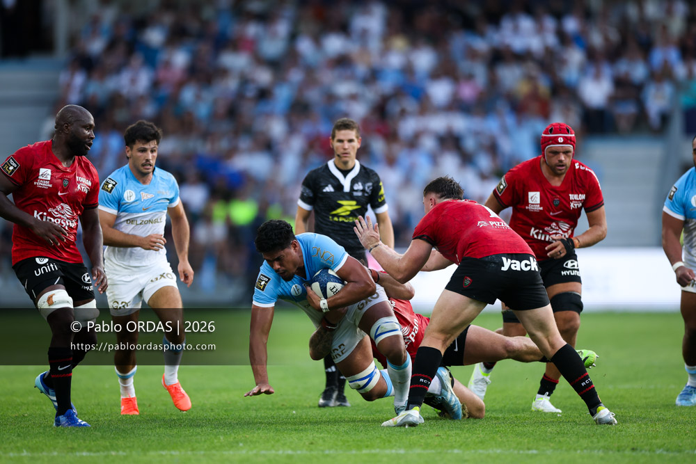 Matthieu Uhila, lors du match de Top 14 entre l'Aviron bayonnais et Toulon, le 5 septembre 2026 au stade Jean Dauger de Bayonne, France (Photo Pablo ORDAS)