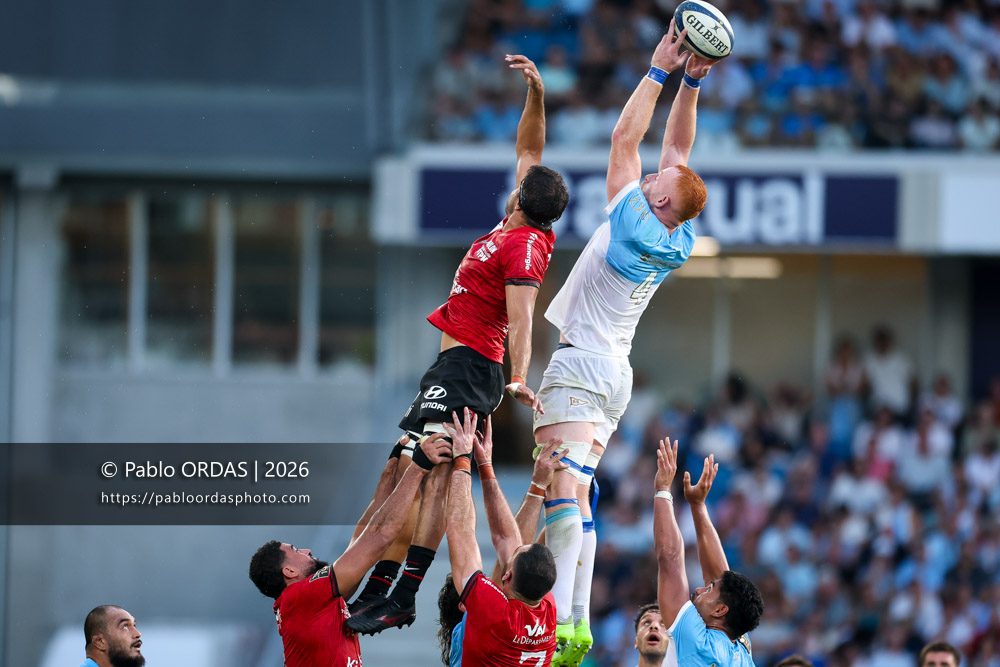 Killian Geraci, lors du match de Top 14 entre l'Aviron bayonnais et Toulon, le 5 septembre 2026 au stade Jean Dauger de Bayonne, France (Photo Pablo ORDAS)