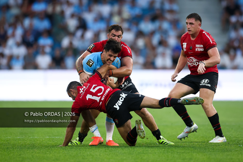 Yohan Orabé, lors du match de Top 14 entre l'Aviron bayonnais et Toulon, le 5 septembre 2026 au stade Jean Dauger de Bayonne, France (Photo Pablo ORDAS)
