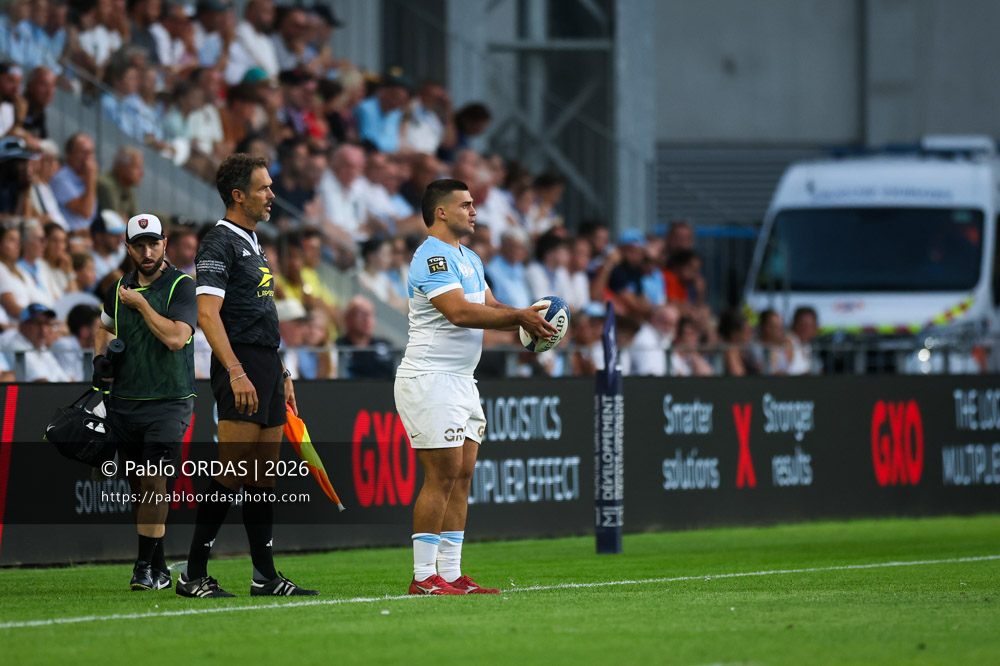 Guillaume Cramont, lors du match de Top 14 entre l'Aviron bayonnais et Toulon, le 5 septembre 2026 au stade Jean Dauger de Bayonne, France (Photo Pablo ORDAS)