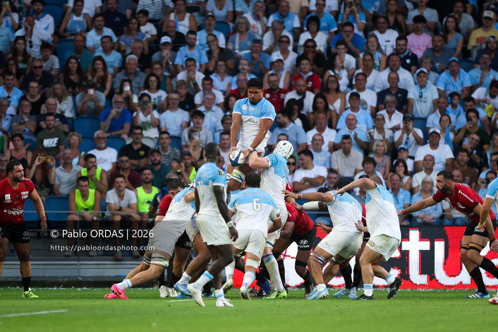 Matthieu Uhila, lors du match de Top 14 entre l'Aviron bayonnais et Toulon, le 5 septembre 2026 au stade Jean Dauger de Bayonne, France (Photo Pablo ORDAS)