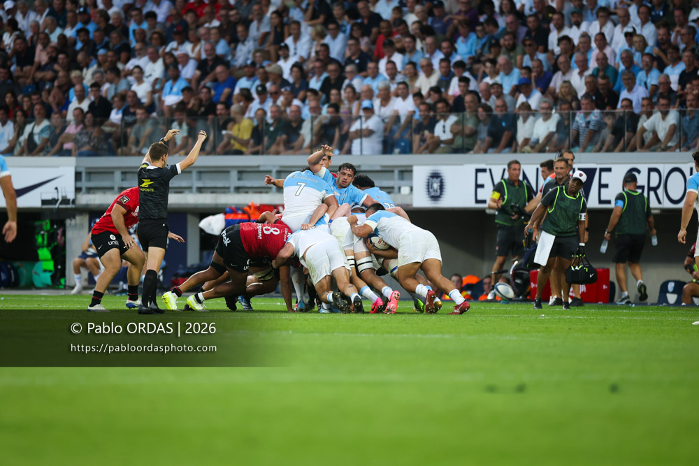 Alexandre Fischer, lors du match de Top 14 entre l'Aviron bayonnais et Toulon, le 5 septembre 2026 au stade Jean Dauger de Bayonne, France (Photo Pablo ORDAS)