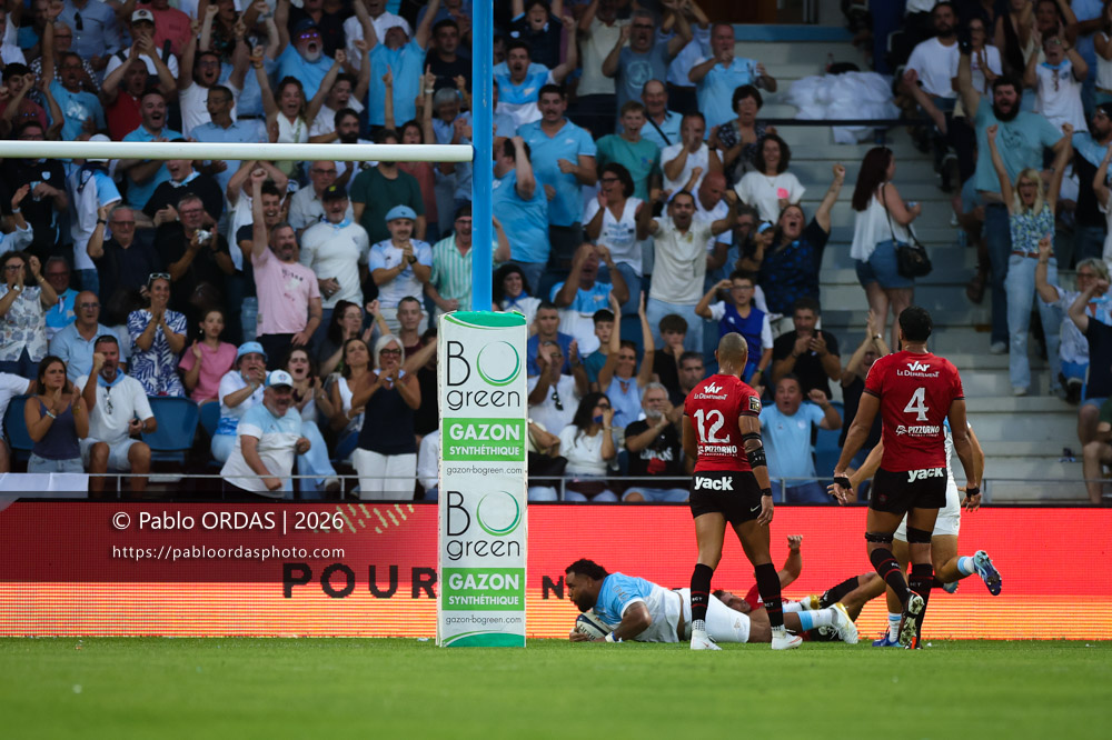 Tevita Tatafu, lors du match de Top 14 entre l'Aviron bayonnais et Toulon, le 5 septembre 2026 au stade Jean Dauger de Bayonne, France (Photo Pablo ORDAS)