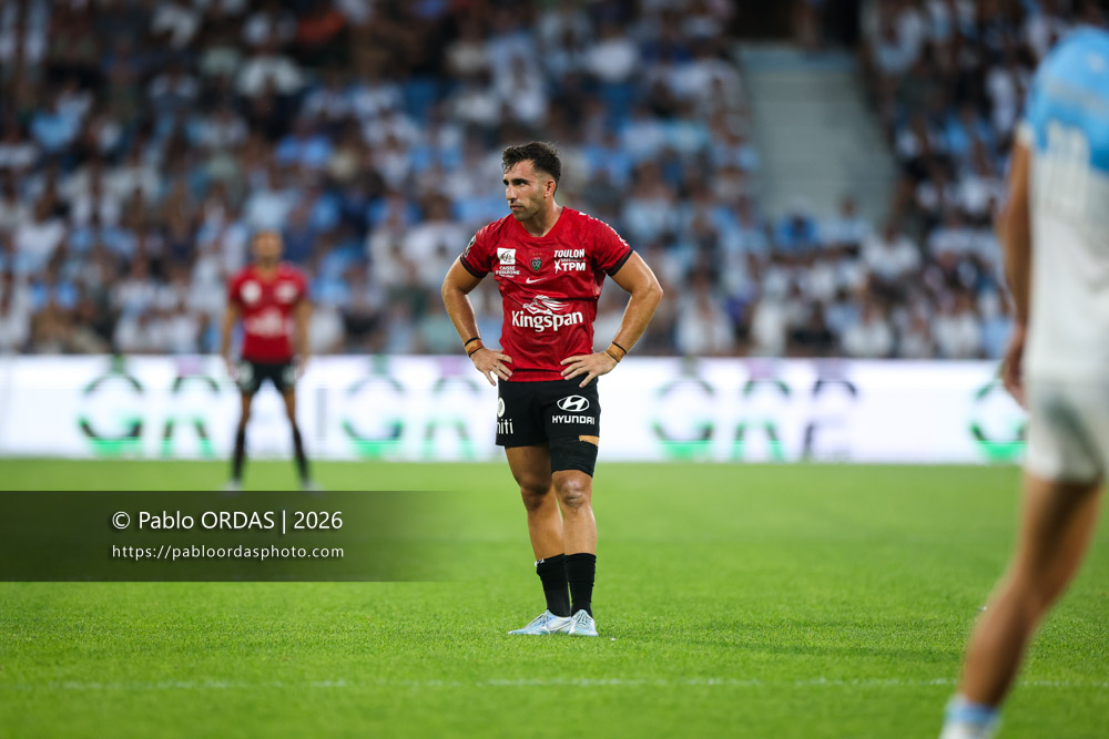 Matéo Garcia, lors du match de Top 14 entre l'Aviron bayonnais et Toulon, le 5 septembre 2026 au stade Jean Dauger de Bayonne, France (Photo Pablo ORDAS)