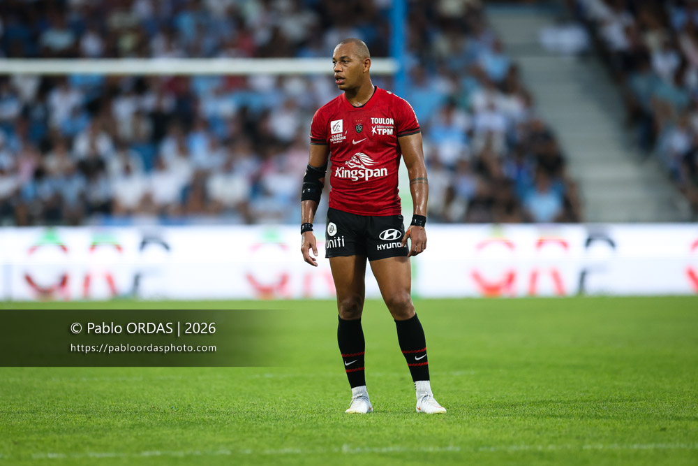 Gaël Fickou, lors du match de Top 14 entre l'Aviron bayonnais et Toulon, le 5 septembre 2026 au stade Jean Dauger de Bayonne, France (Photo Pablo ORDAS)