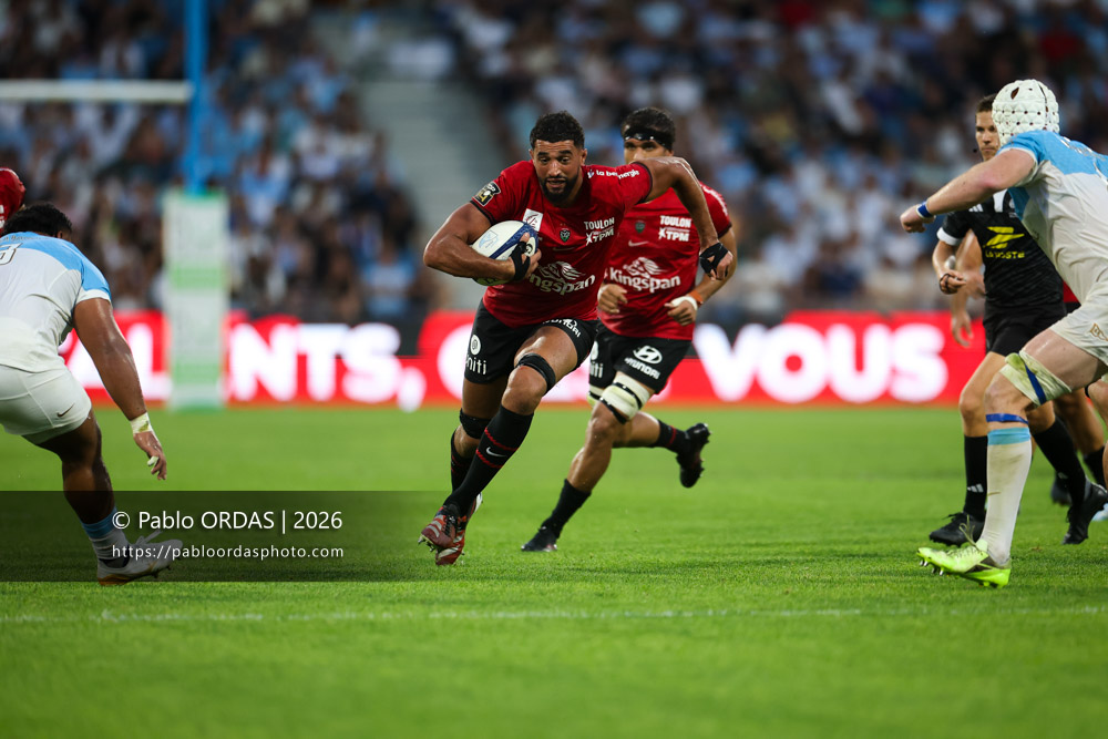 Swan Rebbadj, lors du match de Top 14 entre l'Aviron bayonnais et Toulon, le 5 septembre 2026 au stade Jean Dauger de Bayonne, France (Photo Pablo ORDAS)