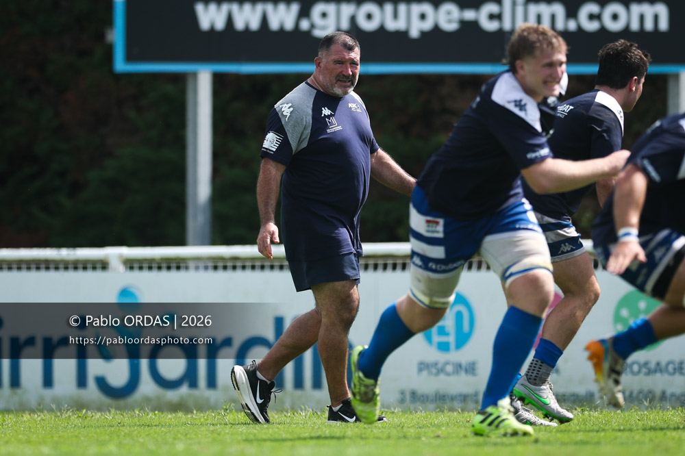 Jean Marc Higos, lors du match de Fédéraile 1 entre l'Anglet olympique et l'Union Barbezieux Jonzac, le 6 septembre 2026 au stade Saint-Jean d'Anglet, France (Photo Pablo ORDAS)