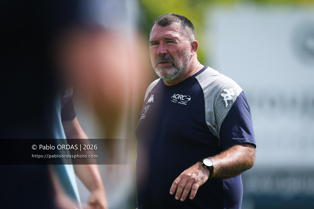 Jean Marc Higos, lors du match de Fédéraile 1 entre l'Anglet olympique et l'Union Barbezieux Jonzac, le 6 septembre 2026 au stade Saint-Jean d'Anglet, France (Photo Pablo ORDAS)