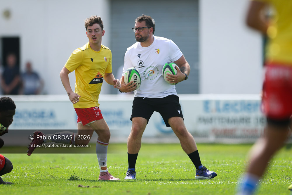 Florian Piron, lors du match de Fédéraile 1 entre l'Anglet olympique et l'Union Barbezieux Jonzac, le 6 septembre 2026 au stade Saint-Jean d'Anglet, France (Photo Pablo ORDAS)