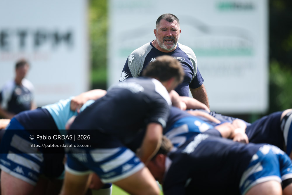 Jean Marc Higos, lors du match de Fédéraile 1 entre l'Anglet olympique et l'Union Barbezieux Jonzac, le 6 septembre 2026 au stade Saint-Jean d'Anglet, France (Photo Pablo ORDAS)