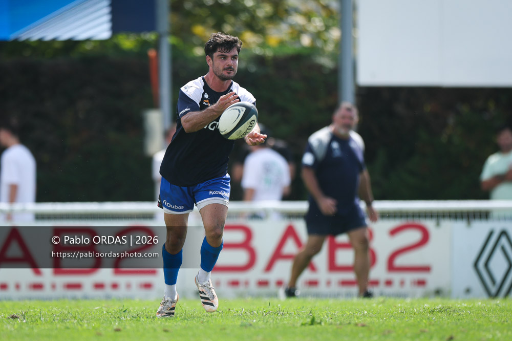 Jeremy Box, lors du match de Fédéraile 1 entre l'Anglet olympique et l'Union Barbezieux Jonzac, le 6 septembre 2026 au stade Saint-Jean d'Anglet, France (Photo Pablo ORDAS)