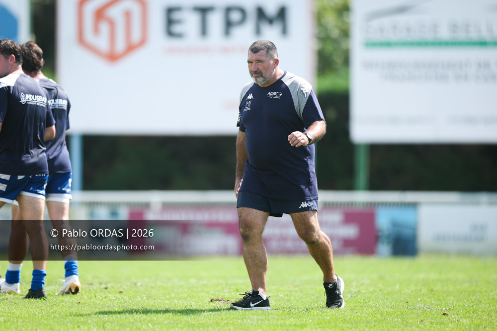 Jean Marc Higos, lors du match de Fédéraile 1 entre l'Anglet olympique et l'Union Barbezieux Jonzac, le 6 septembre 2026 au stade Saint-Jean d'Anglet, France (Photo Pablo ORDAS)