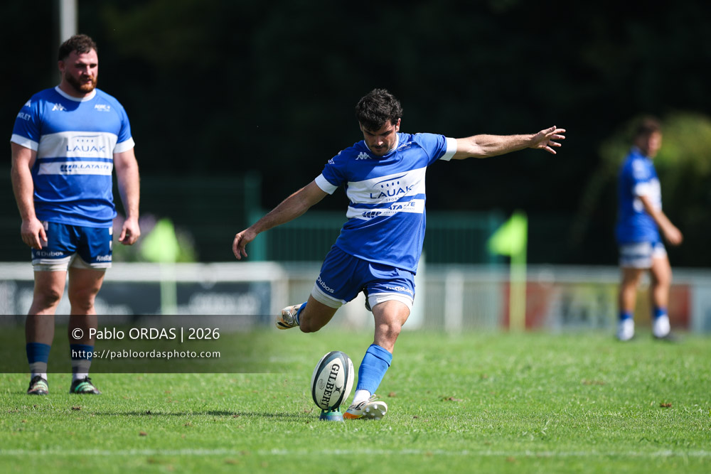 Jeremy Box, lors du match de Fédéraile 1 entre l'Anglet olympique et l'Union Barbezieux Jonzac, le 6 septembre 2026 au stade Saint-Jean d'Anglet, France (Photo Pablo ORDAS)