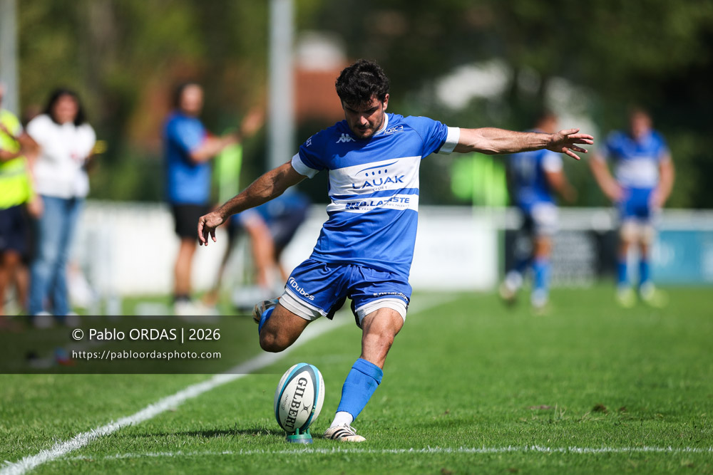 Jeremy Box, lors du match de Fédéraile 1 entre l'Anglet olympique et l'Union Barbezieux Jonzac, le 6 septembre 2026 au stade Saint-Jean d'Anglet, France (Photo Pablo ORDAS)