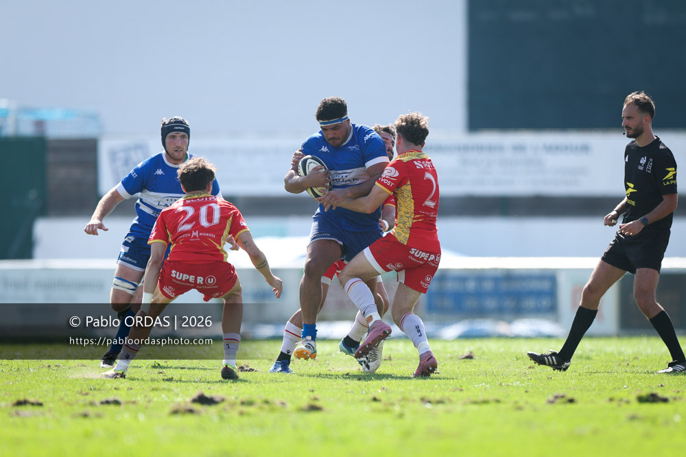 Nicolas Alacchi, lors du match de Fédéraile 1 entre l'Anglet olympique et l'Union Barbezieux Jonzac, le 6 septembre 2026 au stade Saint-Jean d'Anglet, France (Photo Pablo ORDAS)