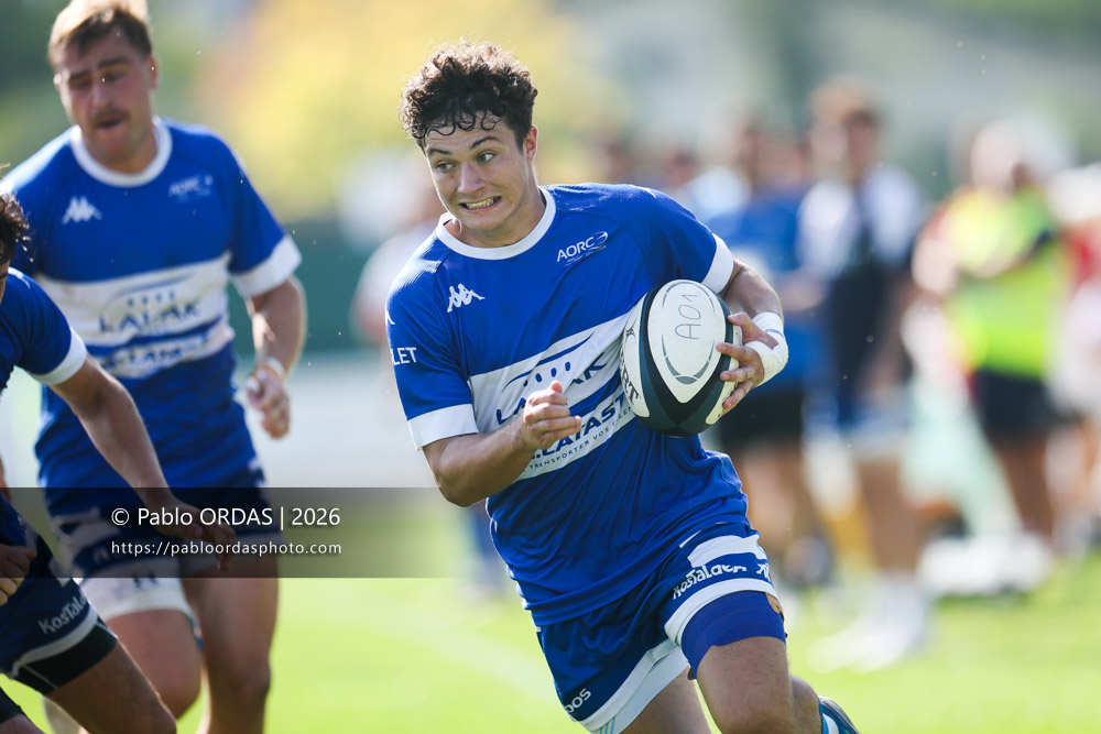 Johane Idiart, lors du match de Fédéraile 1 entre l'Anglet olympique et l'Union Barbezieux Jonzac, le 6 septembre 2026 au stade Saint-Jean d'Anglet, France (Photo Pablo ORDAS)