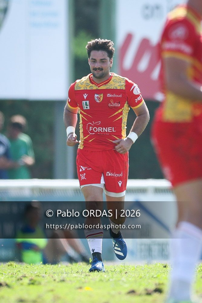 Quentin Lalarme, lors du match de Fédéraile 1 entre l'Anglet olympique et l'Union Barbezieux Jonzac, le 6 septembre 2026 au stade Saint-Jean d'Anglet, France (Photo Pablo ORDAS)