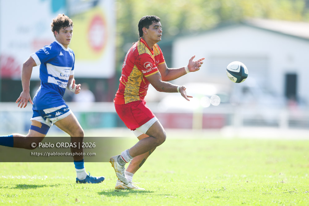 Agustin Travaglini, lors du match de Fédéraile 1 entre l'Anglet olympique et l'Union Barbezieux Jonzac, le 6 septembre 2026 au stade Saint-Jean d'Anglet, France (Photo Pablo ORDAS)