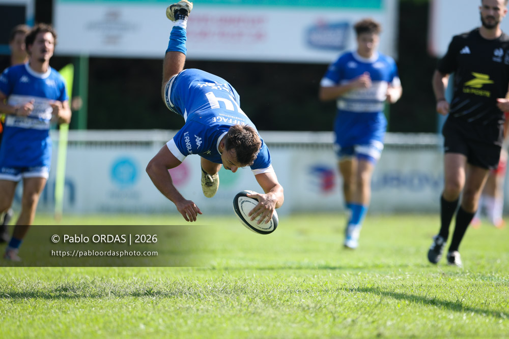 Maxime Rourre, lors du match de Fédéraile 1 entre l'Anglet olympique et l'Union Barbezieux Jonzac, le 6 septembre 2026 au stade Saint-Jean d'Anglet, France (Photo Pablo ORDAS)