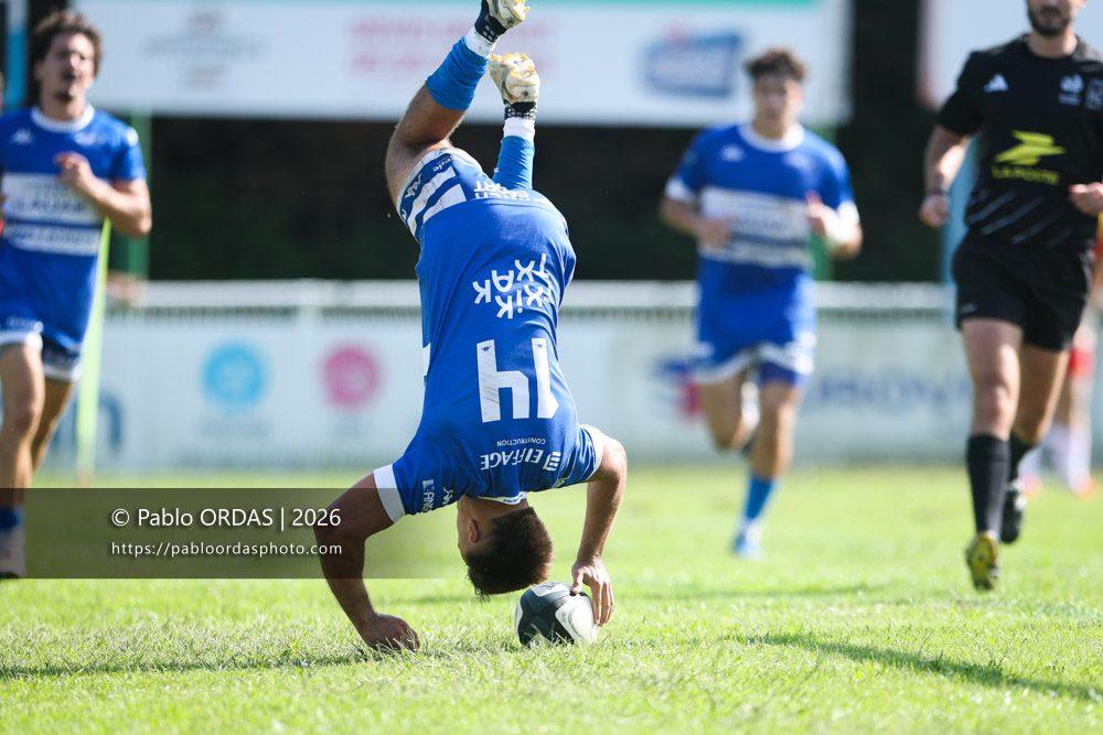 Maxime Rourre, lors du match de Fédéraile 1 entre l'Anglet olympique et l'Union Barbezieux Jonzac, le 6 septembre 2026 au stade Saint-Jean d'Anglet, France (Photo Pablo ORDAS)