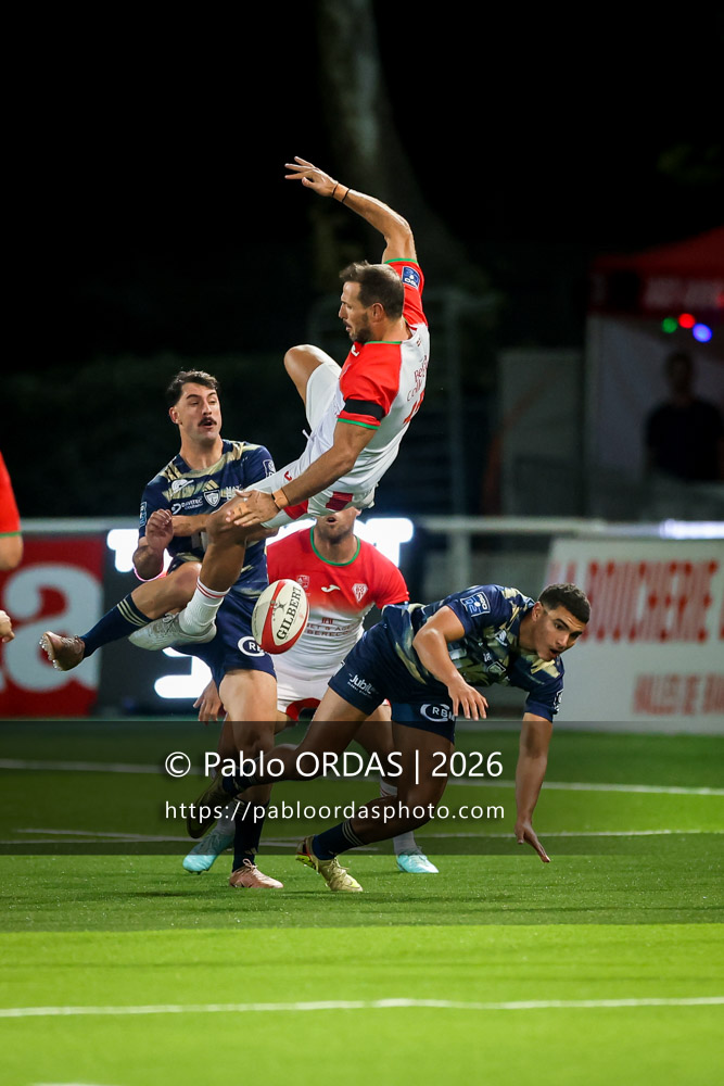 Kylian Jaminet, lors du match de Pro D2 entre le Biarritz olympique et Colomiers, le 10 septembre 2026 au stade Aguiléra de Biarritz, France (Photo Pablo ORDAS)