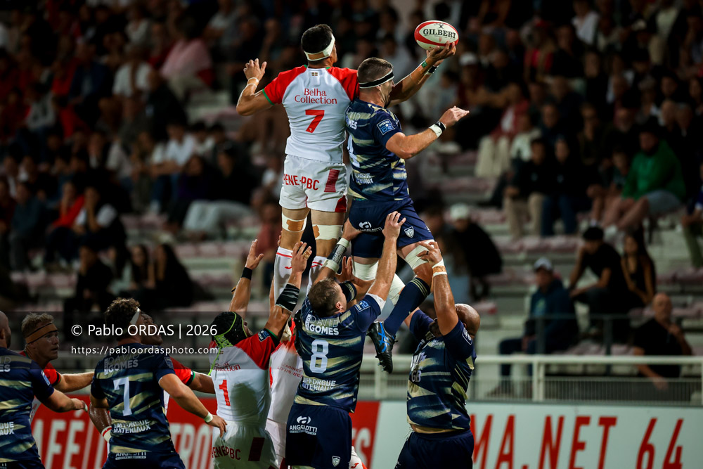 Rémi Bourdeau, lors du match de Pro D2 entre le Biarritz olympique et Colomiers, le 10 septembre 2026 au stade Aguiléra de Biarritz, France (Photo Pablo ORDAS)