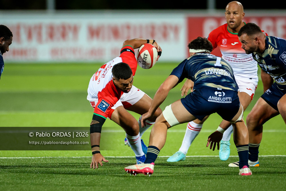 Duncan Paia'aua, lors du match de Pro D2 entre le Biarritz olympique et Colomiers, le 10 septembre 2026 au stade Aguiléra de Biarritz, France (Photo Pablo ORDAS)