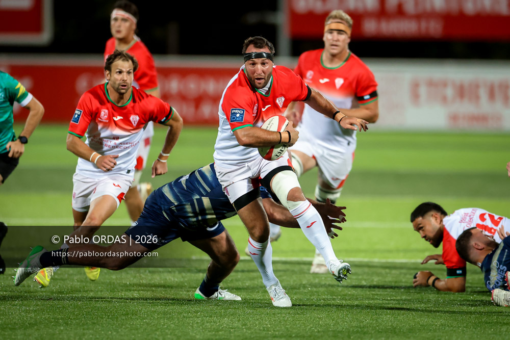 Iban Hiriart Urruty, lors du match de Pro D2 entre le Biarritz olympique et Colomiers, le 10 septembre 2026 au stade Aguiléra de Biarritz, France (Photo Pablo ORDAS)