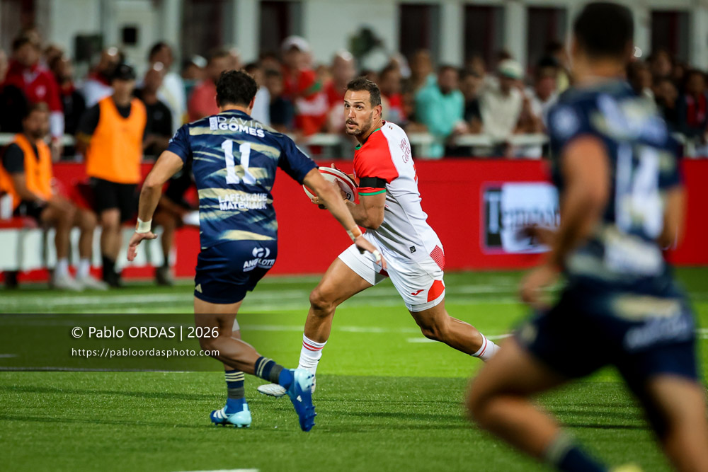 Kylian Jaminet, lors du match de Pro D2 entre le Biarritz olympique et Colomiers, le 10 septembre 2026 au stade Aguiléra de Biarritz, France (Photo Pablo ORDAS)
