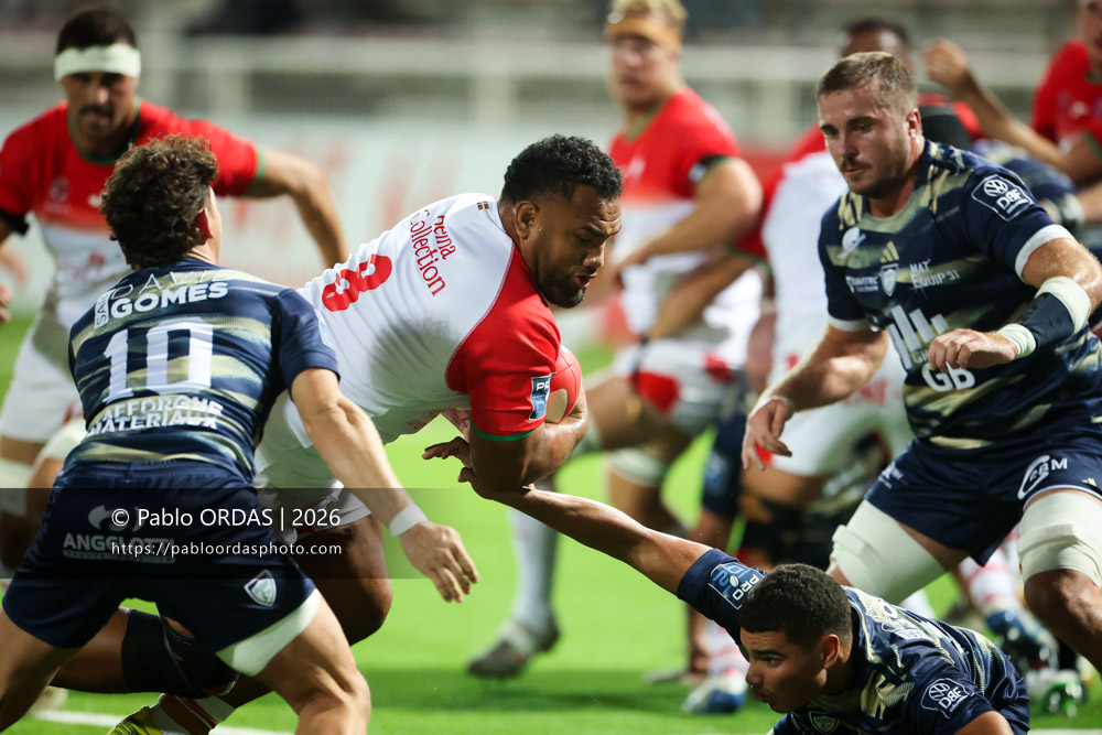 Sione Vailanu, lors du match de Pro D2 entre le Biarritz olympique et Colomiers, le 10 septembre 2026 au stade Aguiléra de Biarritz, France (Photo Pablo ORDAS)