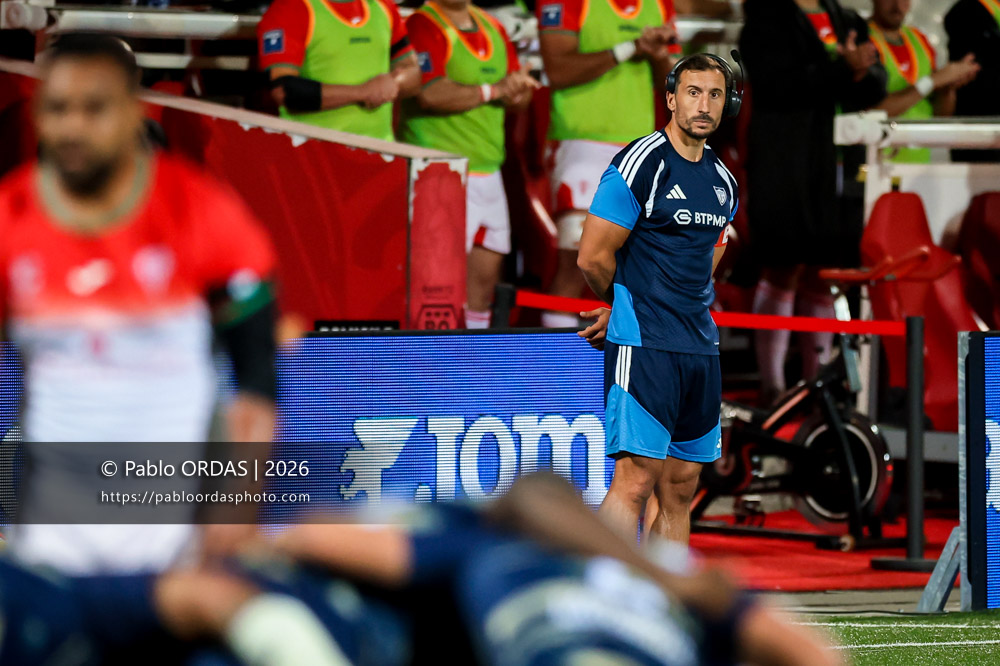Florian Nicot, lors du match de Pro D2 entre le Biarritz olympique et Colomiers, le 10 septembre 2026 au stade Aguiléra de Biarritz, France (Photo Pablo ORDAS)