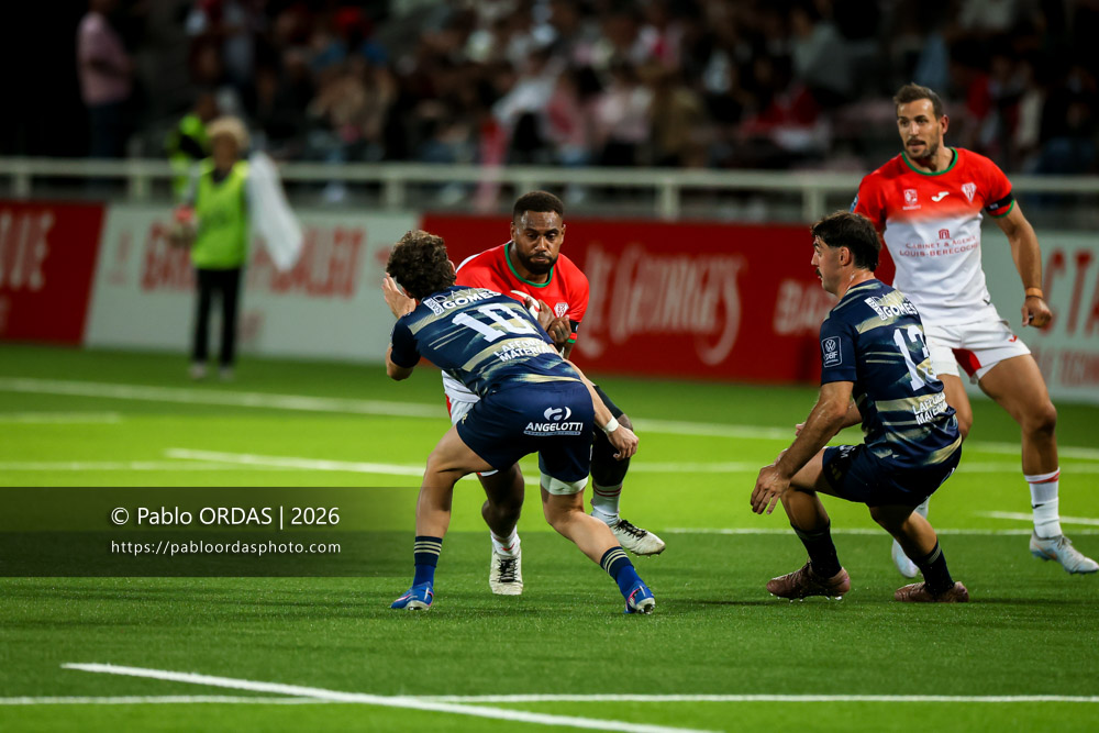 Mosese Dawai, lors du match de Pro D2 entre le Biarritz olympique et Colomiers, le 10 septembre 2026 au stade Aguiléra de Biarritz, France (Photo Pablo ORDAS)