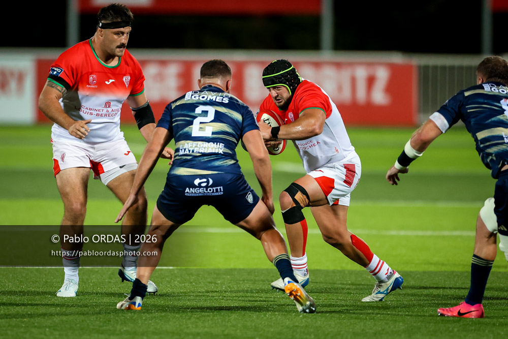 Giorgi Nutsubidze, lors du match de Pro D2 entre le Biarritz olympique et Colomiers, le 10 septembre 2026 au stade Aguiléra de Biarritz, France (Photo Pablo ORDAS)