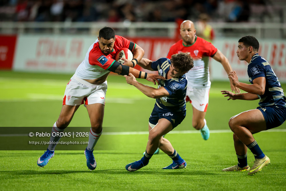 Duncan Paia'aua, lors du match de Pro D2 entre le Biarritz olympique et Colomiers, le 10 septembre 2026 au stade Aguiléra de Biarritz, France (Photo Pablo ORDAS)