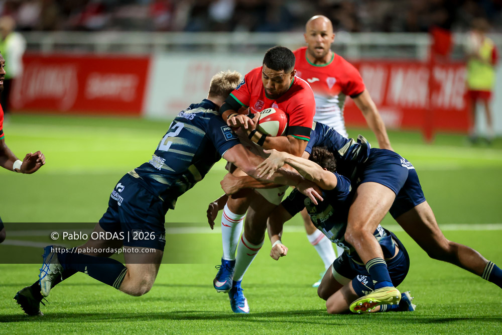 Duncan Paia'aua, lors du match de Pro D2 entre le Biarritz olympique et Colomiers, le 10 septembre 2026 au stade Aguiléra de Biarritz, France (Photo Pablo ORDAS)