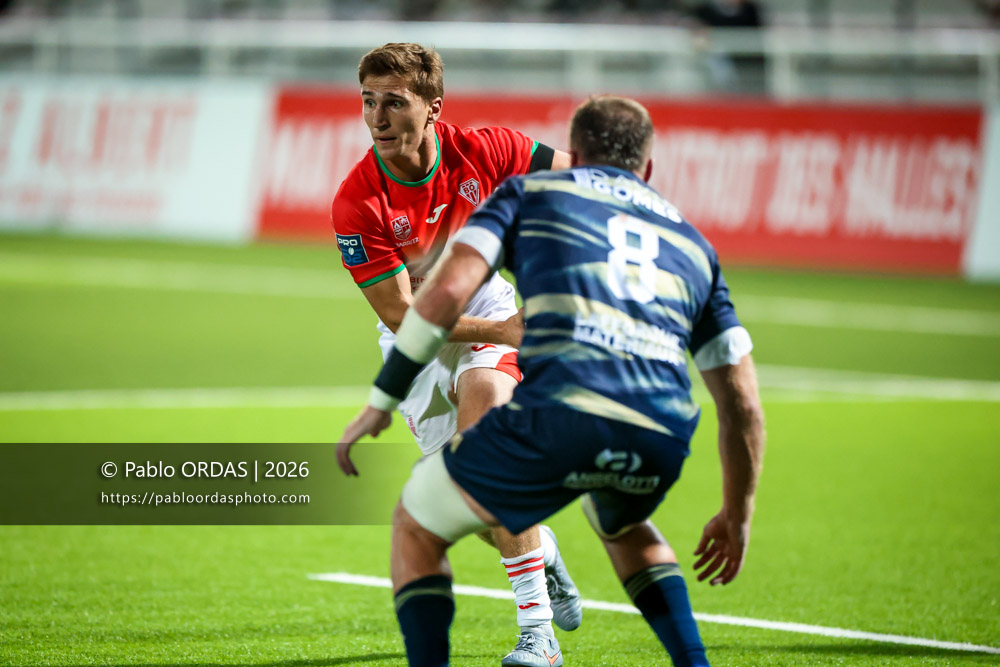 Thomas Dolhagaray, lors du match de Pro D2 entre le Biarritz olympique et Colomiers, le 10 septembre 2026 au stade Aguiléra de Biarritz, France (Photo Pablo ORDAS)