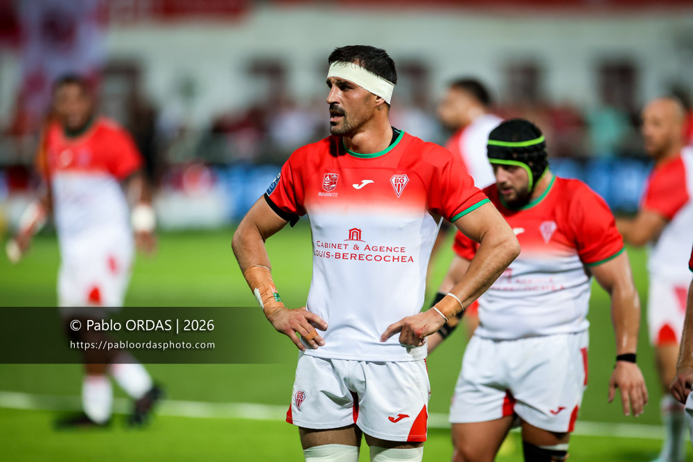 Rémi Bourdeau, lors du match de Pro D2 entre le Biarritz olympique et Colomiers, le 10 septembre 2026 au stade Aguiléra de Biarritz, France (Photo Pablo ORDAS)