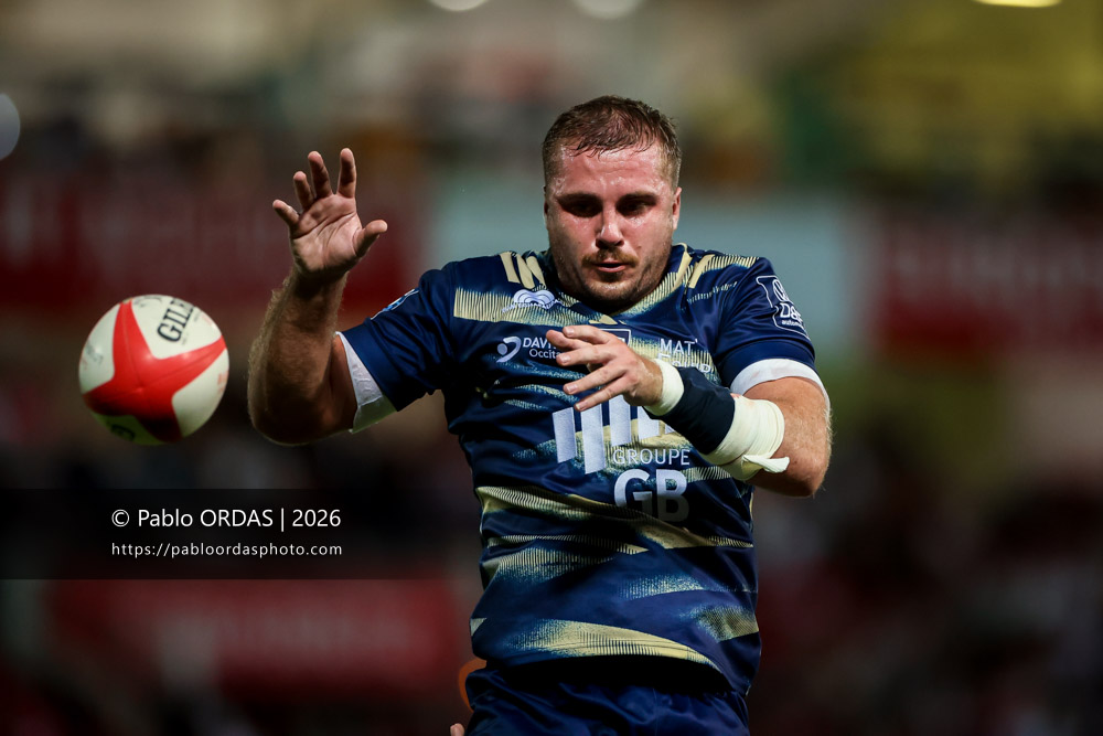 Eliott Maurel, lors du match de Pro D2 entre le Biarritz olympique et Colomiers, le 10 septembre 2026 au stade Aguiléra de Biarritz, France (Photo Pablo ORDAS)