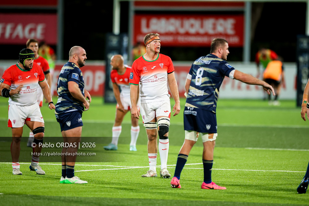 Heath Backhouse, lors du match de Pro D2 entre le Biarritz olympique et Colomiers, le 10 septembre 2026 au stade Aguiléra de Biarritz, France (Photo Pablo ORDAS)
