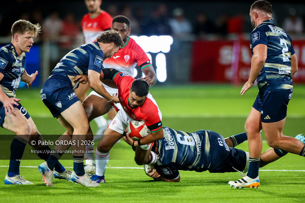 Duncan Paia'aua, lors du match de Pro D2 entre le Biarritz olympique et Colomiers, le 10 septembre 2026 au stade Aguiléra de Biarritz, France (Photo Pablo ORDAS)