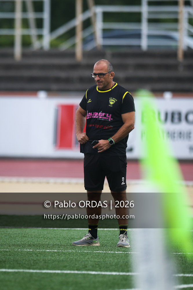 Roger Ripol, lors du match de Nationale entre le Stade montois et le CS Vienne, le 21 août 2026 au stade Guy et André Boniface de Mont-de-Marsan, France (Photo Pablo ORDAS)
