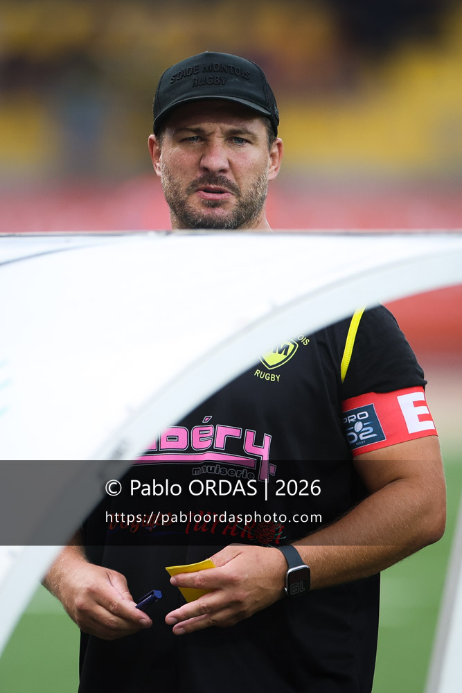 Romain Mareuil, lors du match de Nationale entre le Stade montois et le CS Vienne, le 21 août 2026 au stade Guy et André Boniface de Mont-de-Marsan, France (Photo Pablo ORDAS)