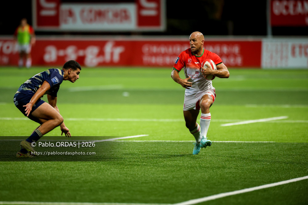 Mathieu Acebes, lors du match de Pro D2 entre le Biarritz olympique et Colomiers, le 10 septembre 2026 au stade Aguiléra de Biarritz, France (Photo Pablo ORDAS)