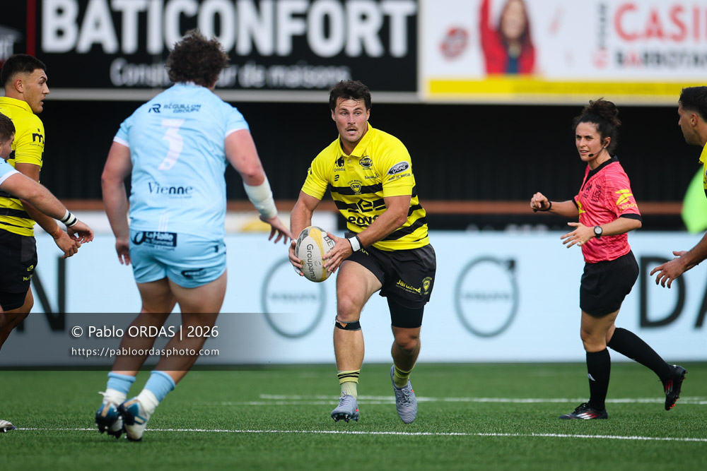 Jules Even, lors du match de Nationale entre le Stade montois et le CS Vienne, le 21 août 2026 au stade Guy et André Boniface de Mont-de-Marsan, France (Photo Pablo ORDAS)