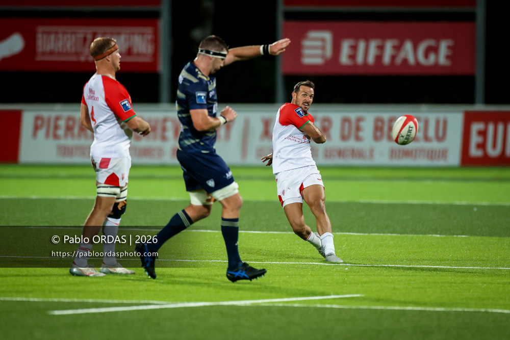 Kylian Jaminet, lors du match de Pro D2 entre le Biarritz olympique et Colomiers, le 10 septembre 2026 au stade Aguiléra de Biarritz, France (Photo Pablo ORDAS)