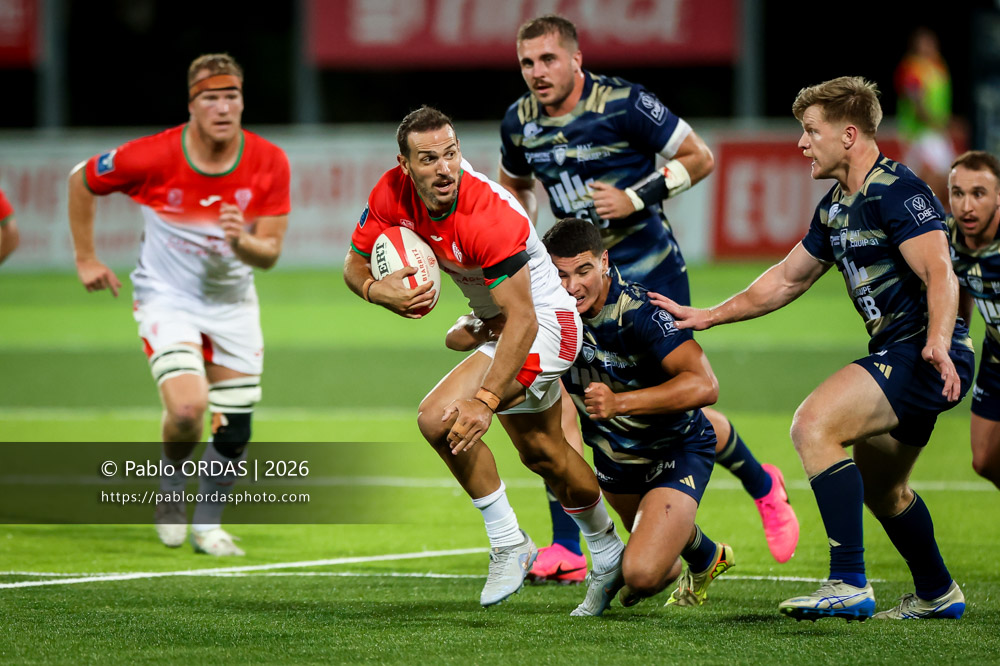 Kylian Jaminet, lors du match de Pro D2 entre le Biarritz olympique et Colomiers, le 10 septembre 2026 au stade Aguiléra de Biarritz, France (Photo Pablo ORDAS)