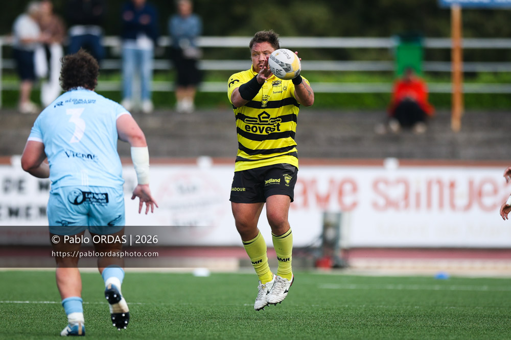 Torsten van Jaarsveld, lors du match de Nationale entre le Stade montois et le CS Vienne, le 21 août 2026 au stade Guy et André Boniface de Mont-de-Marsan, France (Photo Pablo ORDAS)